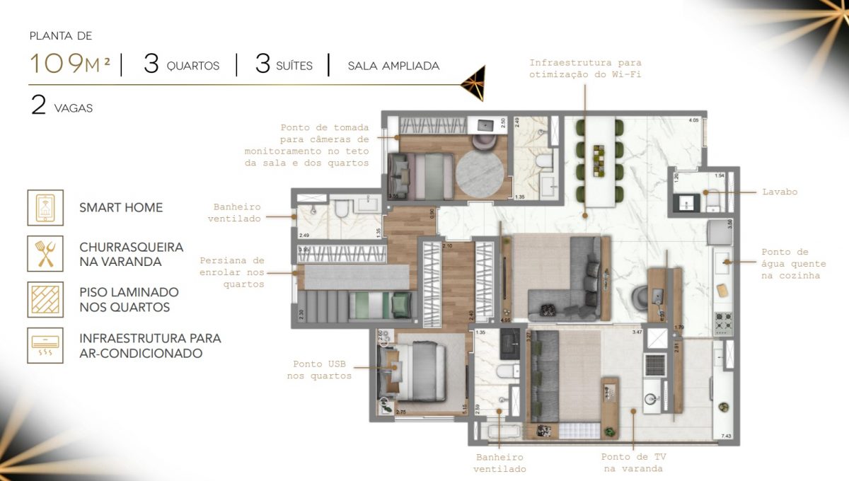 Planta 109 m²